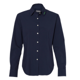 LADIES NAVY BLUE FLEX-FABRIC DRESS SHIRT